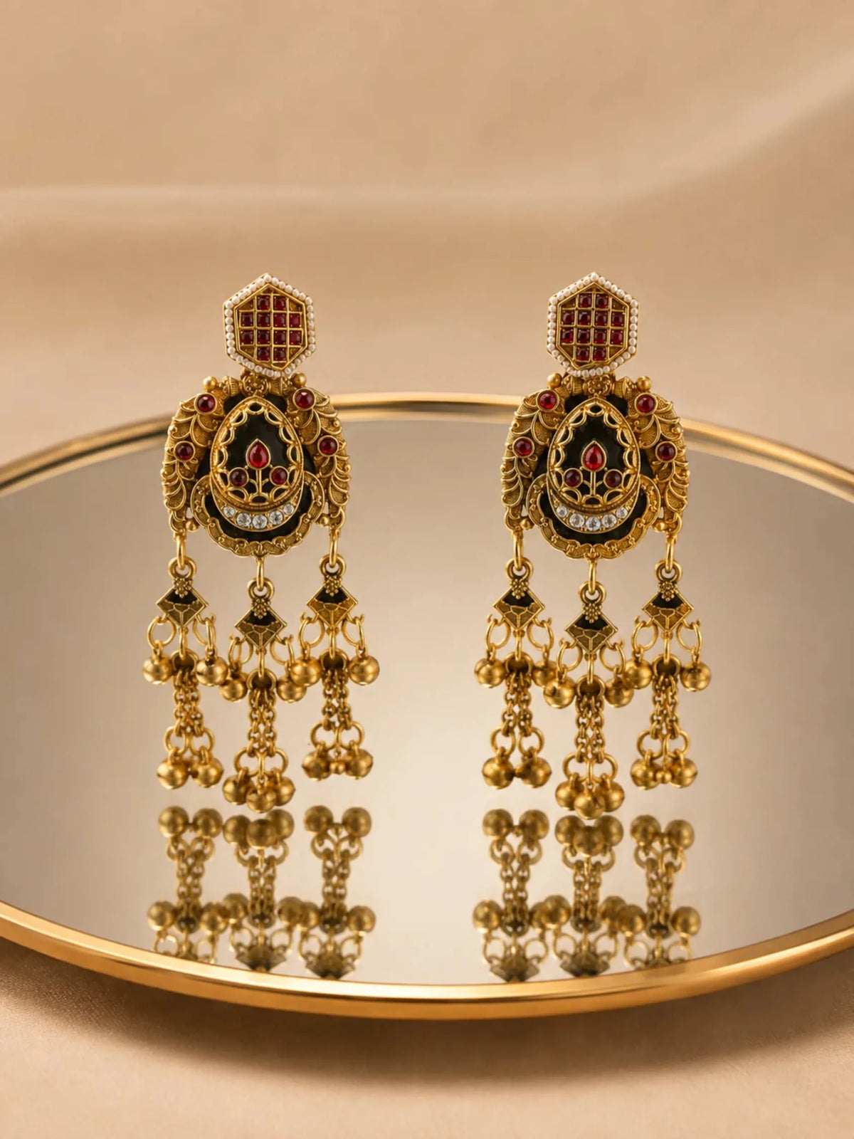 Bhagi Gold-plated Ghumat Jhumki Earrings - Venyora Fashion