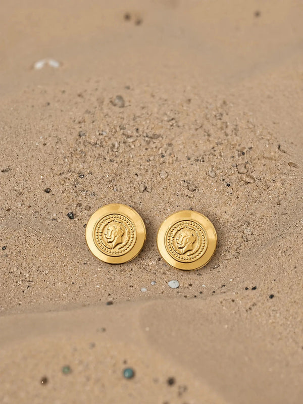 Coin Medallion Stud Earrings - Venyora Fashion
