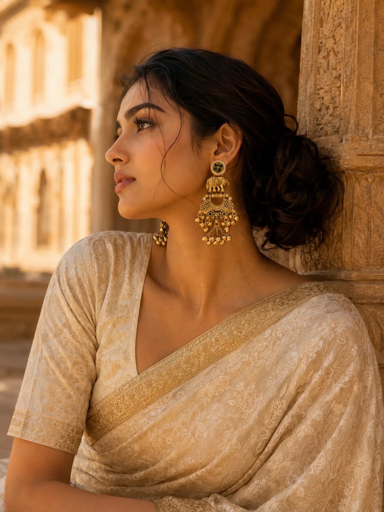 Hasti Gold-plated Elephant Motif Earrings - Venyora Fashion