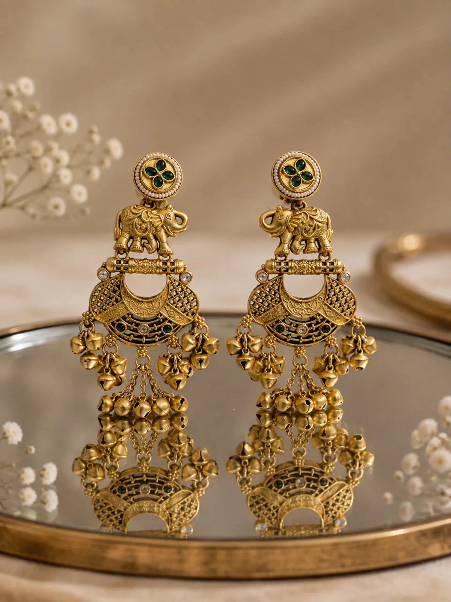 Hasti Gold-plated Elephant Motif Earrings - Venyora Fashion