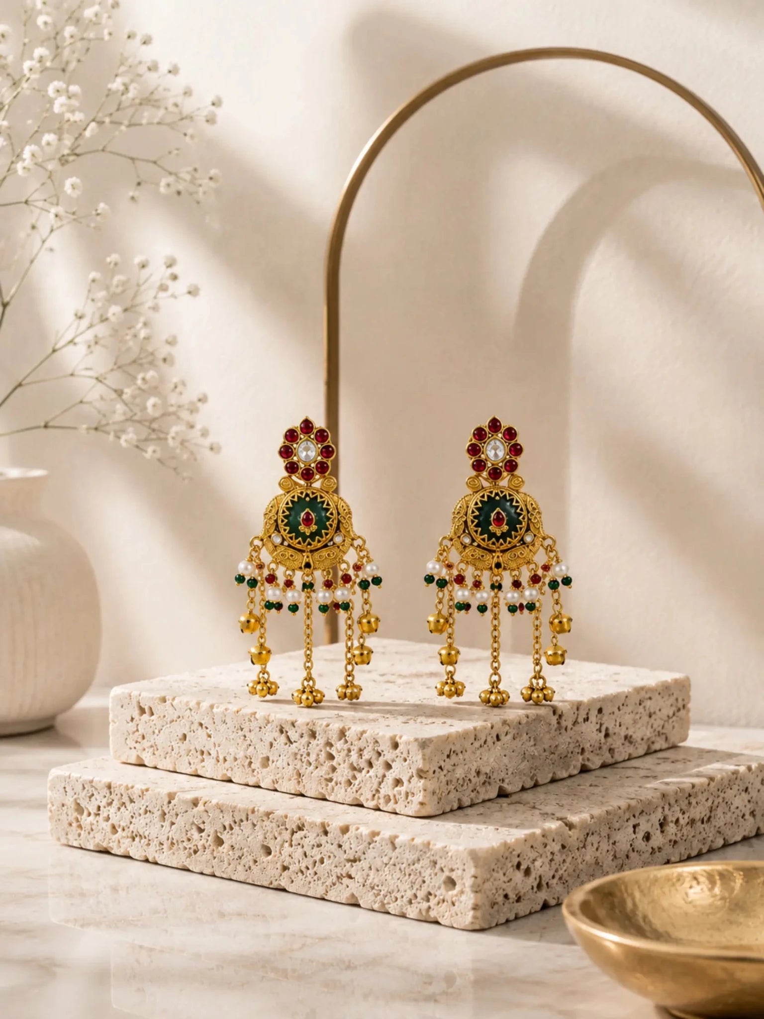 Image of Kunjar Gold-plated Elephant Motif Earrings - Venyora Fashion