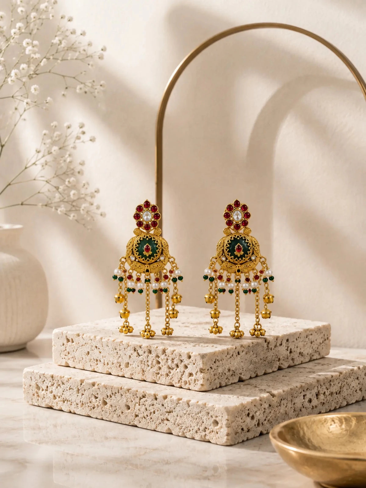 Kunjar Gold-plated Elephant Motif Earrings - Venyora Fashion