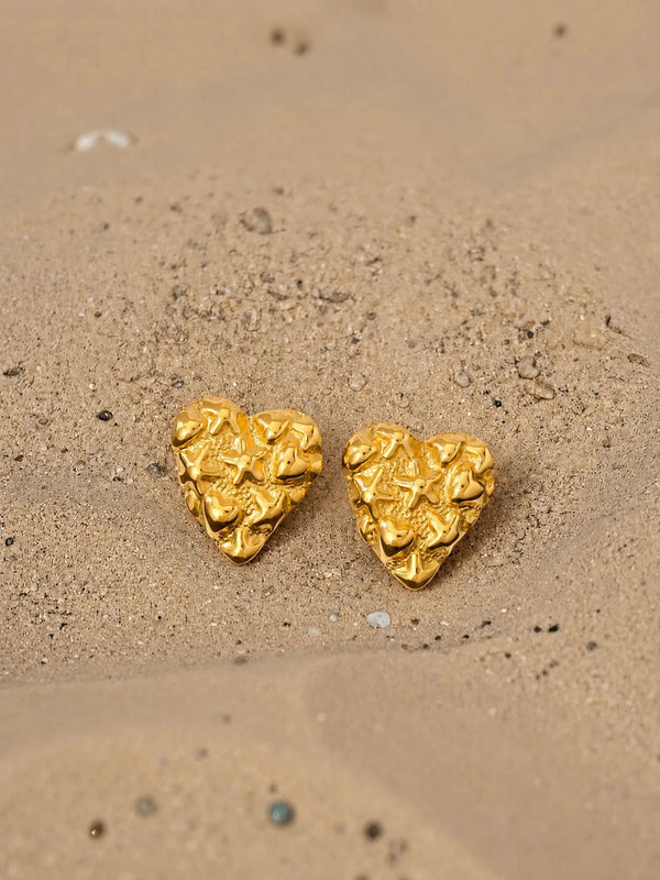 Ocean Heart Stud Earrings - Venyora Fashion
