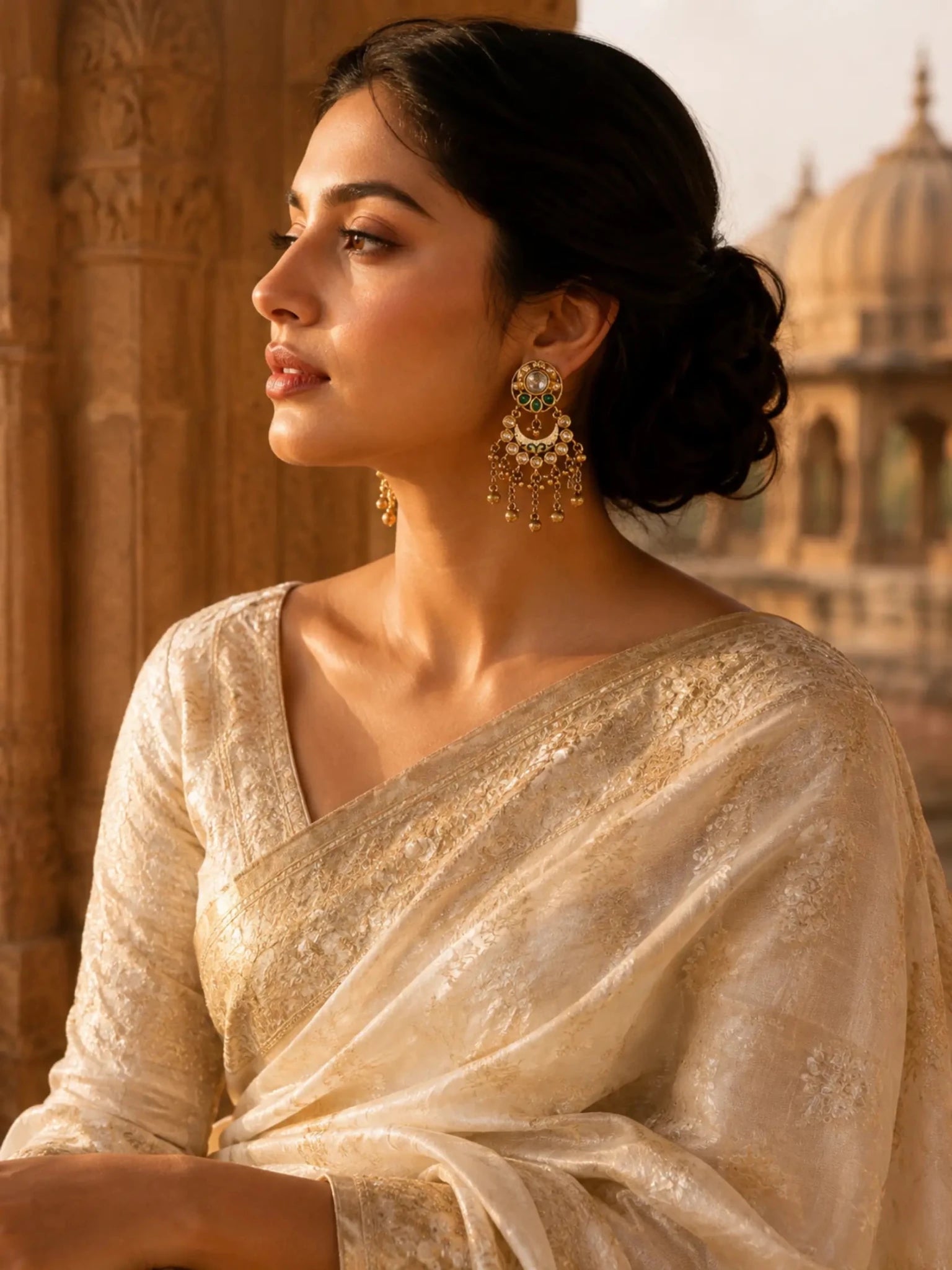 RUKSHMANI Gold-Plated Green Meenakari-Inspired Detailing Earrings - Venyora Fashion