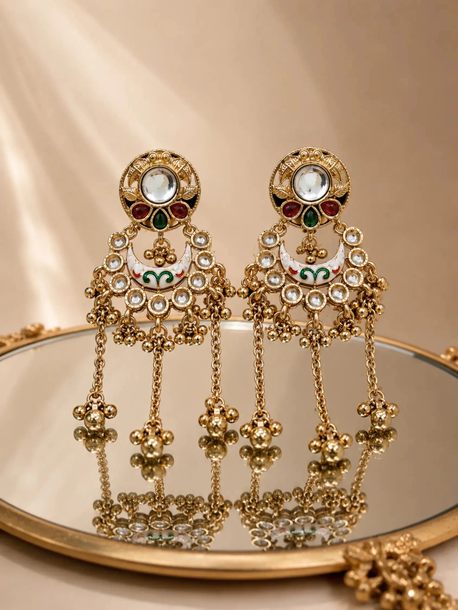 Image of RUKSHMANI Gold-Plated Multi Meenakari-Inspired Detailing Earrings - Venyora Fashion